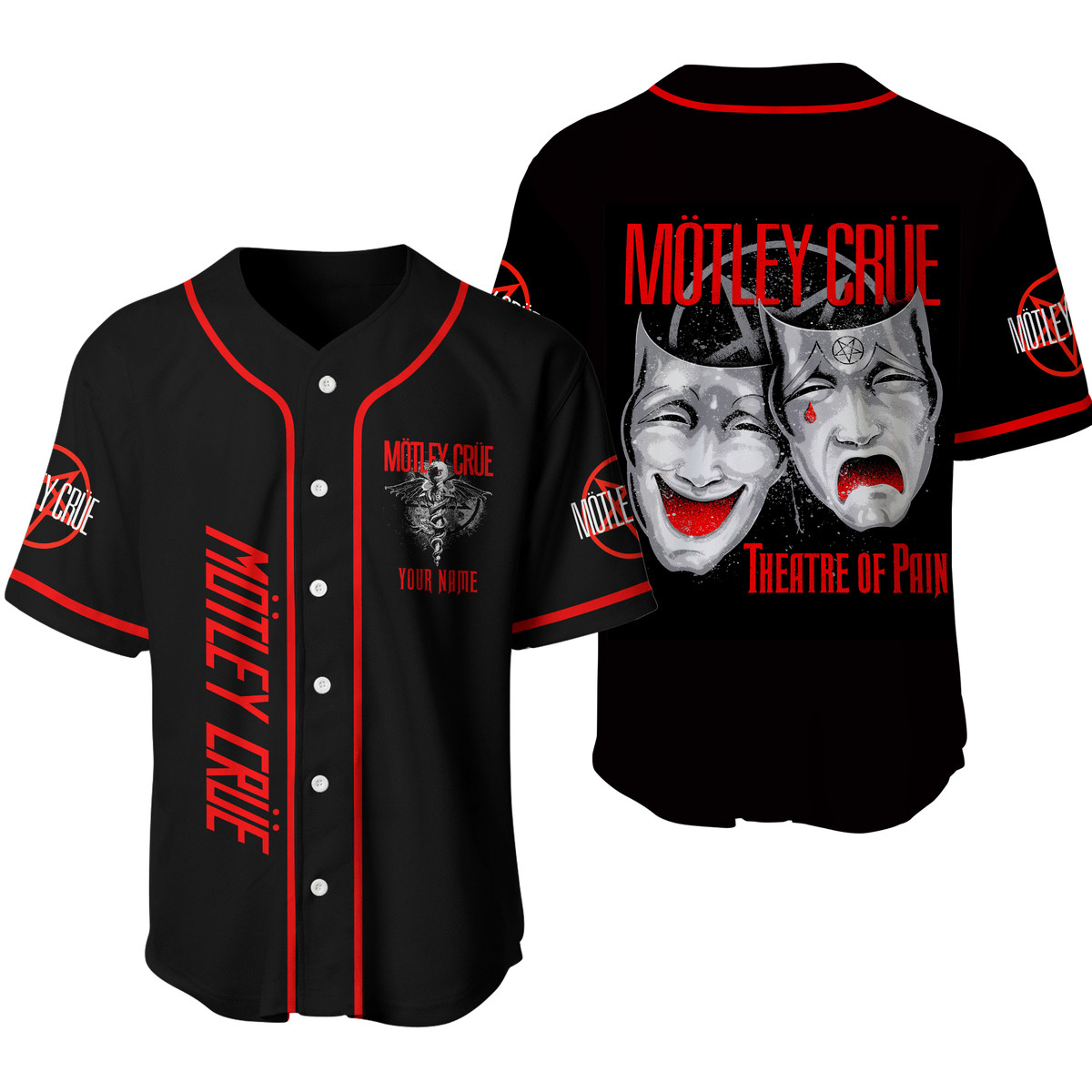 Jerseytrend Mötley Crü Band Theatre Of Pain Personalized Baseball Jersey For Fans - Image 3