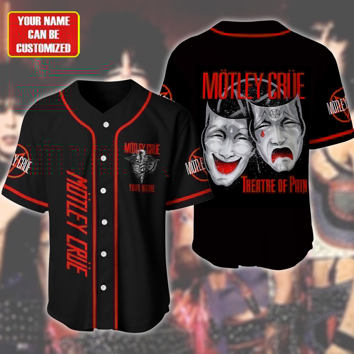 Jerseytrend Mötley Crü Band Theatre Of Pain Personalized Baseball Jersey For Fans