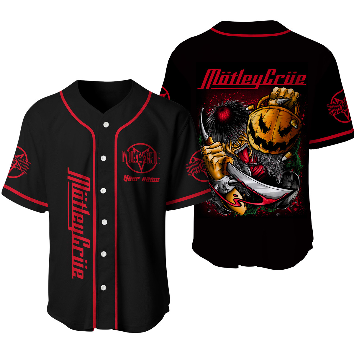 Jerseytrend Mötley Crüe Band Halloween Personalized Baseball Jersey For Fans - Image 3