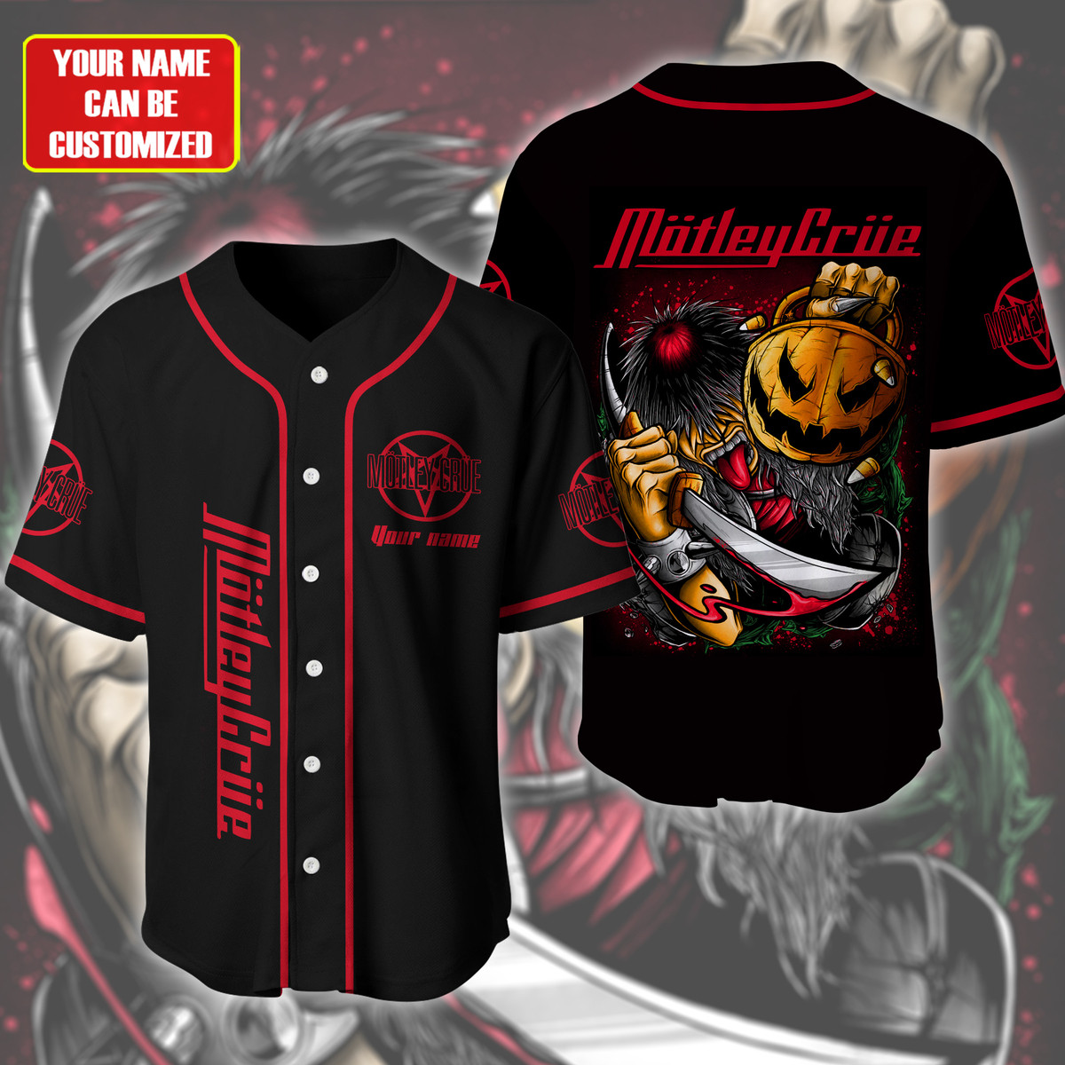 Jerseytrend Mötley Crüe Band Halloween Personalized Baseball Jersey For Fans - Image 2