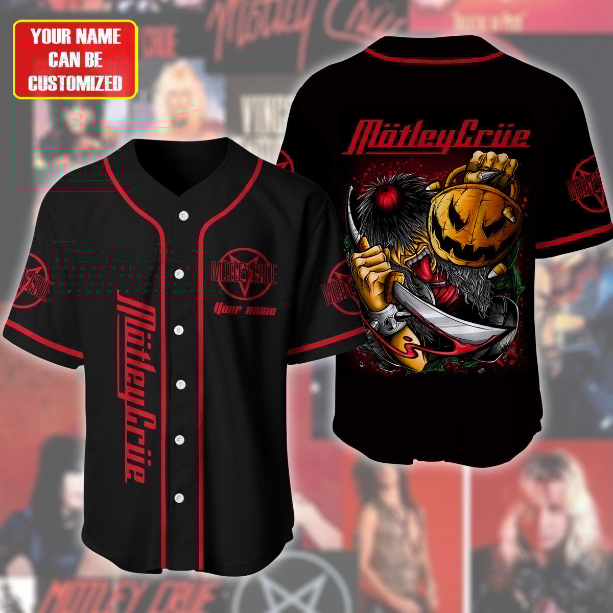 Jerseytrend Mötley Crüe Band Halloween Personalized Baseball Jersey For Fans