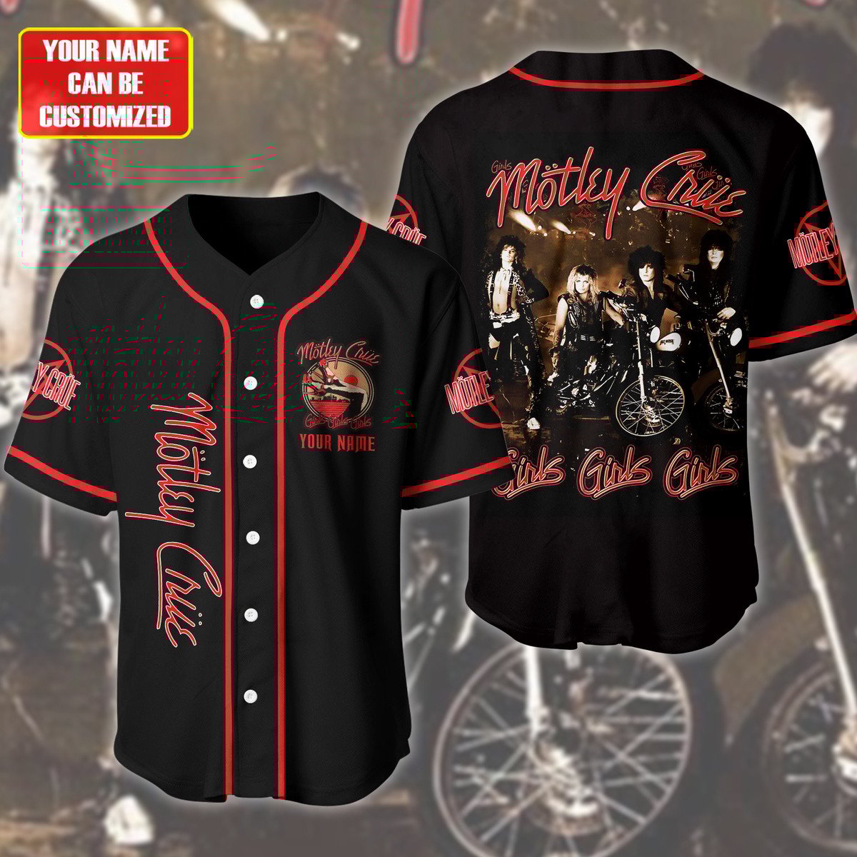 Jerseytrend Mötley Crüe Girls Girls Girls Personalized Baseball Jersey For Fans