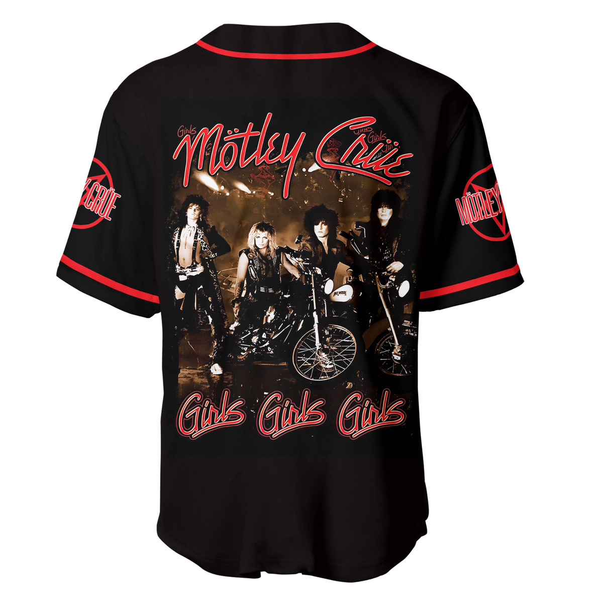 Jerseytrend Mötley Crüe Girls Girls Girls Personalized Baseball Jersey For Fans - Image 5