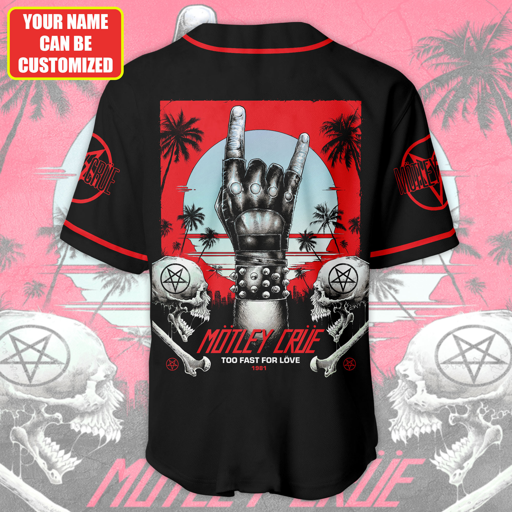 Jerseytrend Mötley Crüe Too Fast For Love Personalized Baseball Jersey For Fans - Image 5
