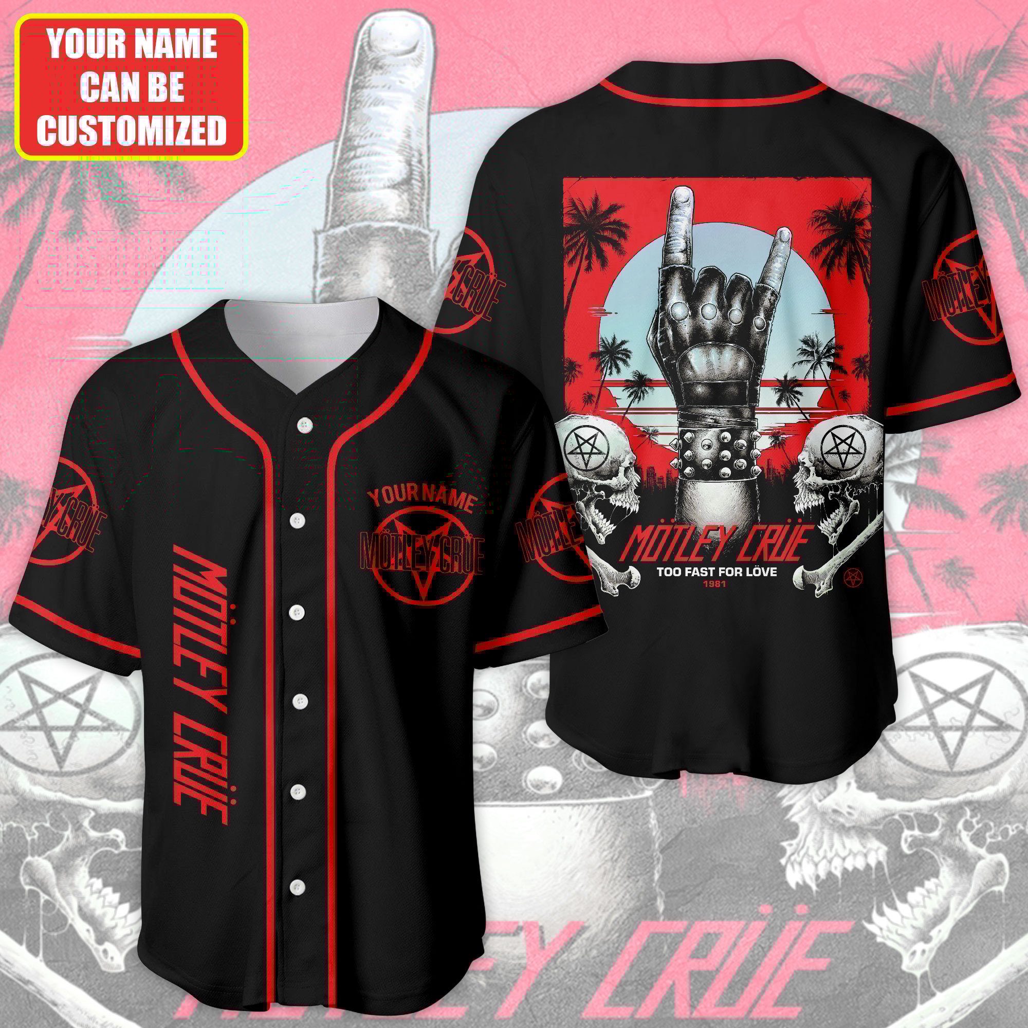 Jerseytrend Mötley Crüe Too Fast For Love Personalized Baseball Jersey For Fans
