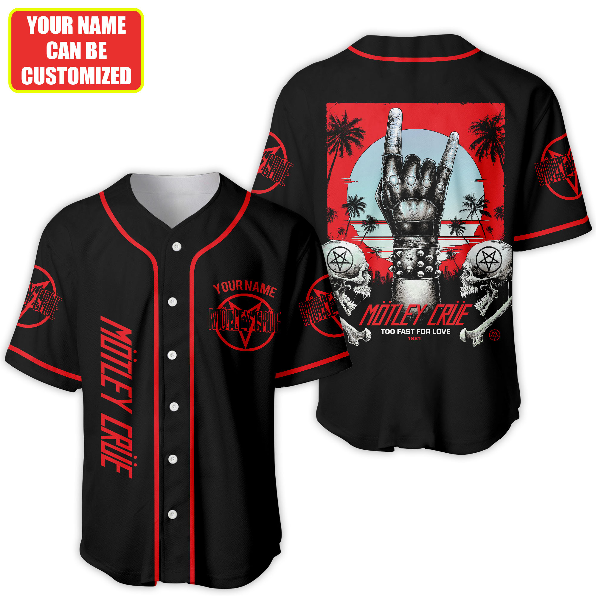 Jerseytrend Mötley Crüe Too Fast For Love Personalized Baseball Jersey For Fans - Image 2