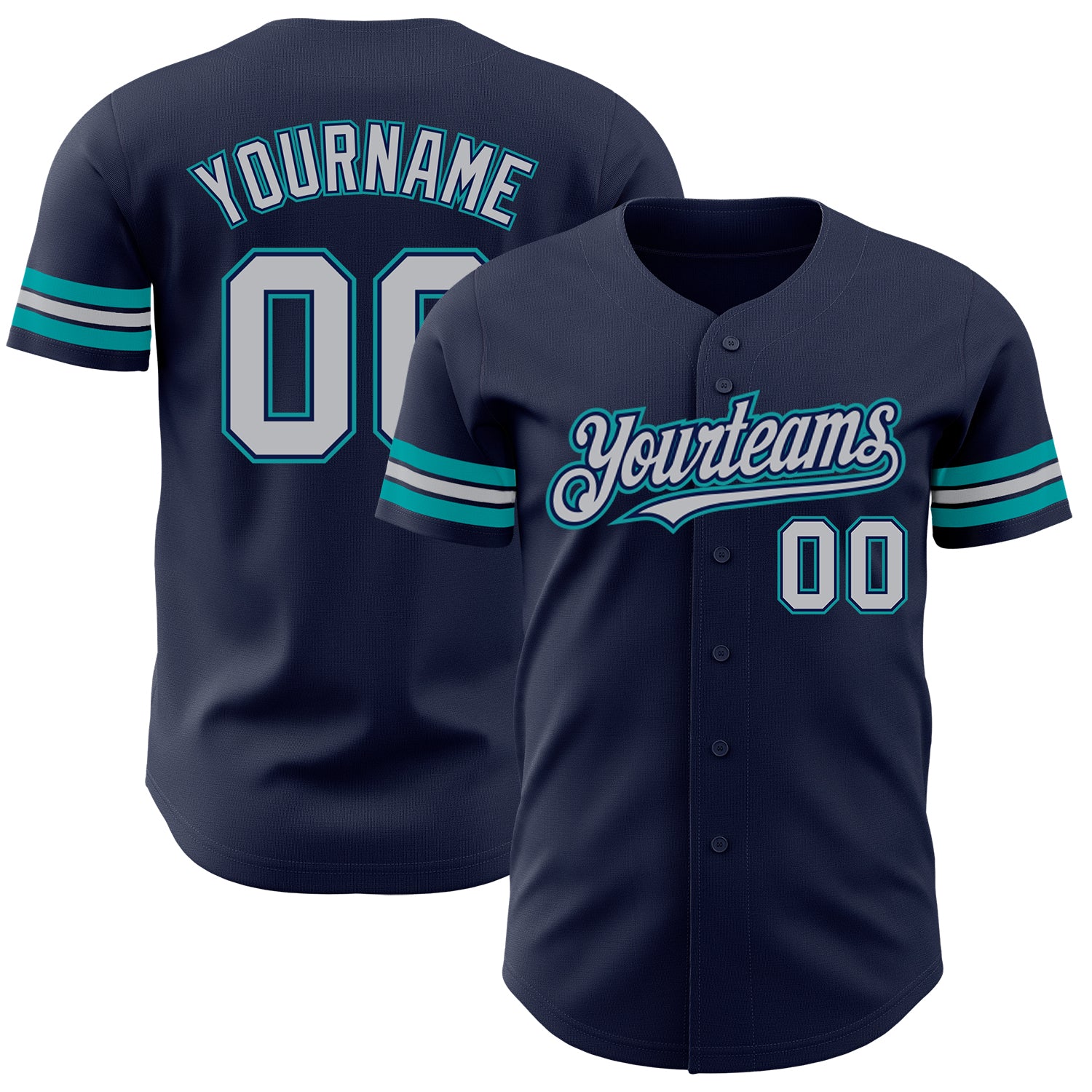 Jerseytrend Navy Gray Teal Personalized Baseball Jersey For Fans