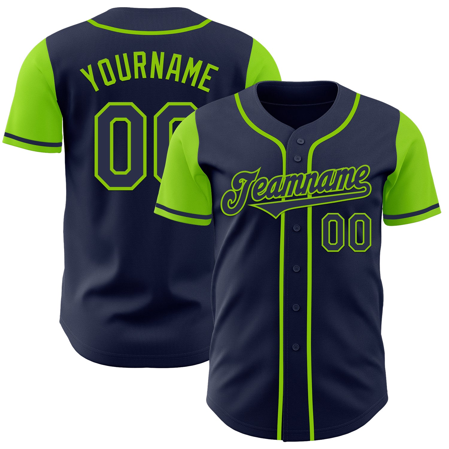 Mckenzieshoponline Navy Neon Green Two Tone Personalized Baseball Jersey For Fans