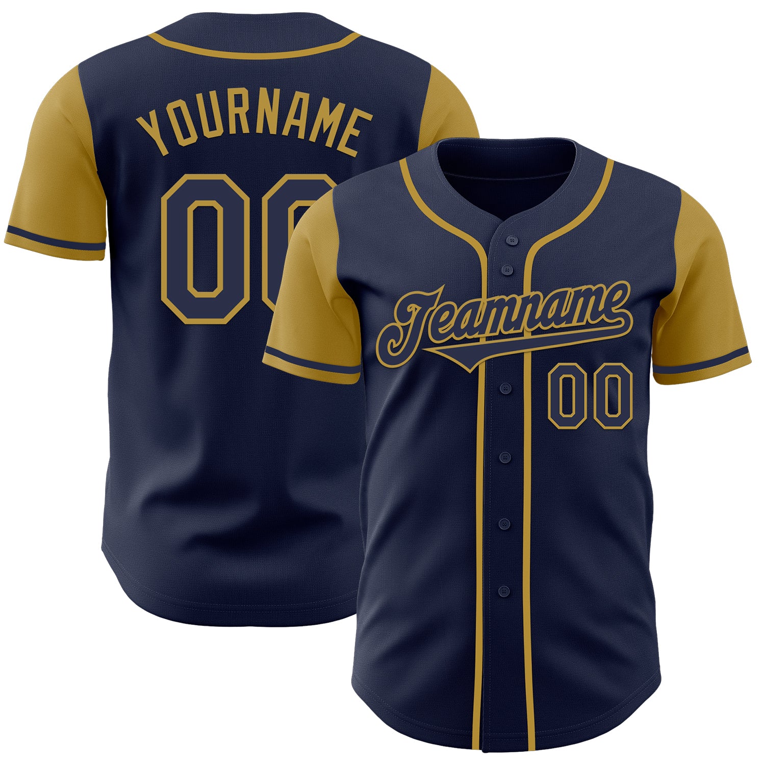 Jerseytrend Navy Old Gold Two Tone Personalized Baseball Jersey For Fans