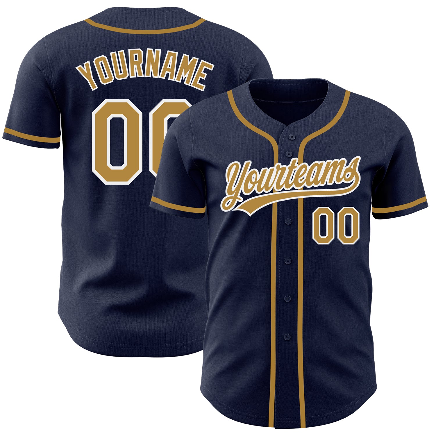 Jerseytrend Navy Old Gold White Personalized Baseball Jersey For Fans