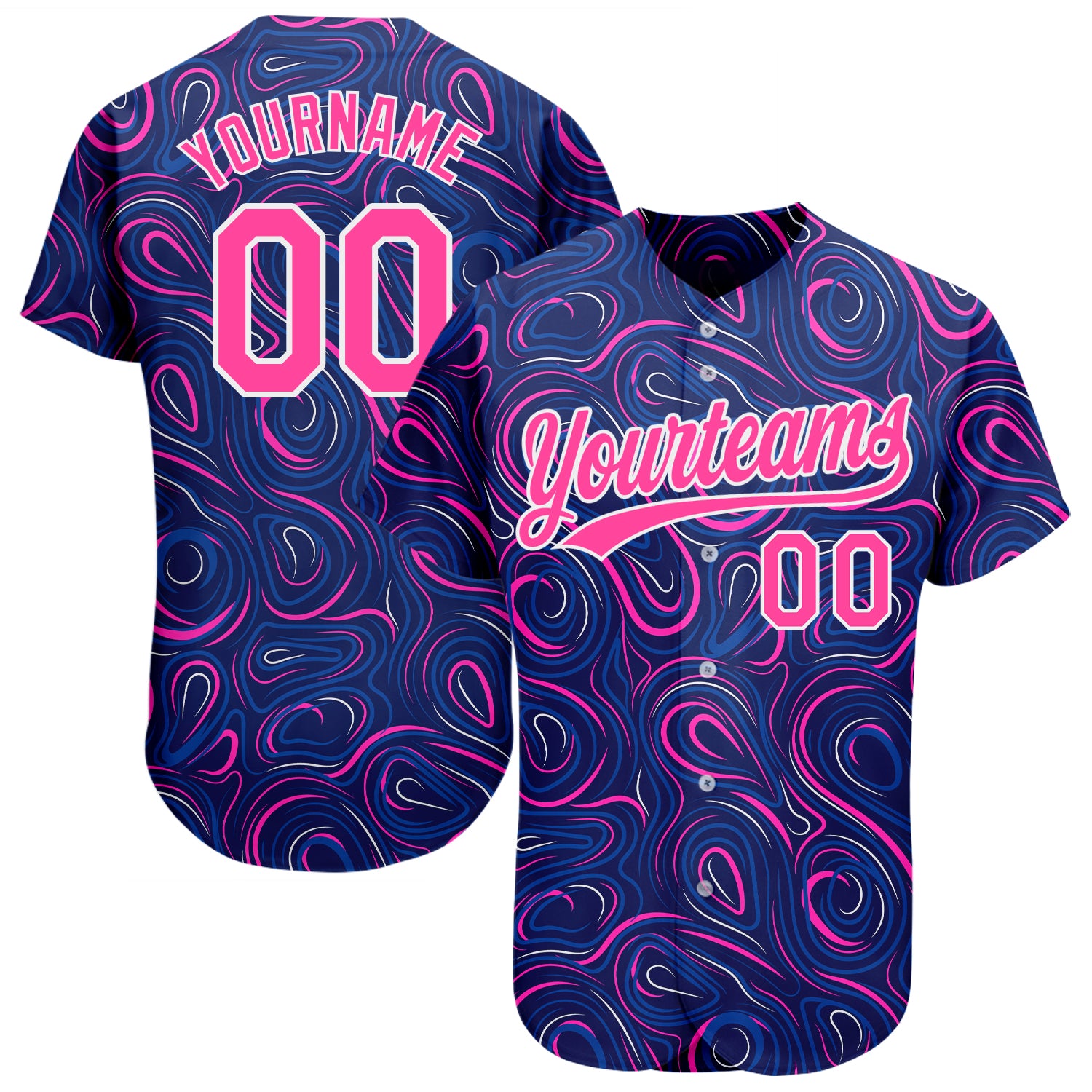 Jerseytrend Navy Pink White 3D Pattern Design Personalized Baseball Jersey For Fans