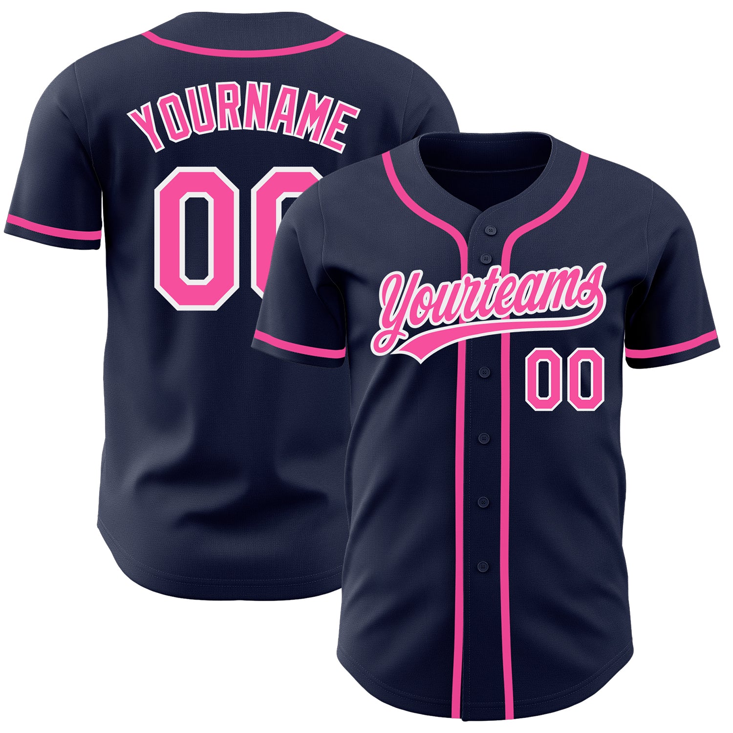 Jerseytrend Navy Pink White Personalized Baseball Jersey For Fans