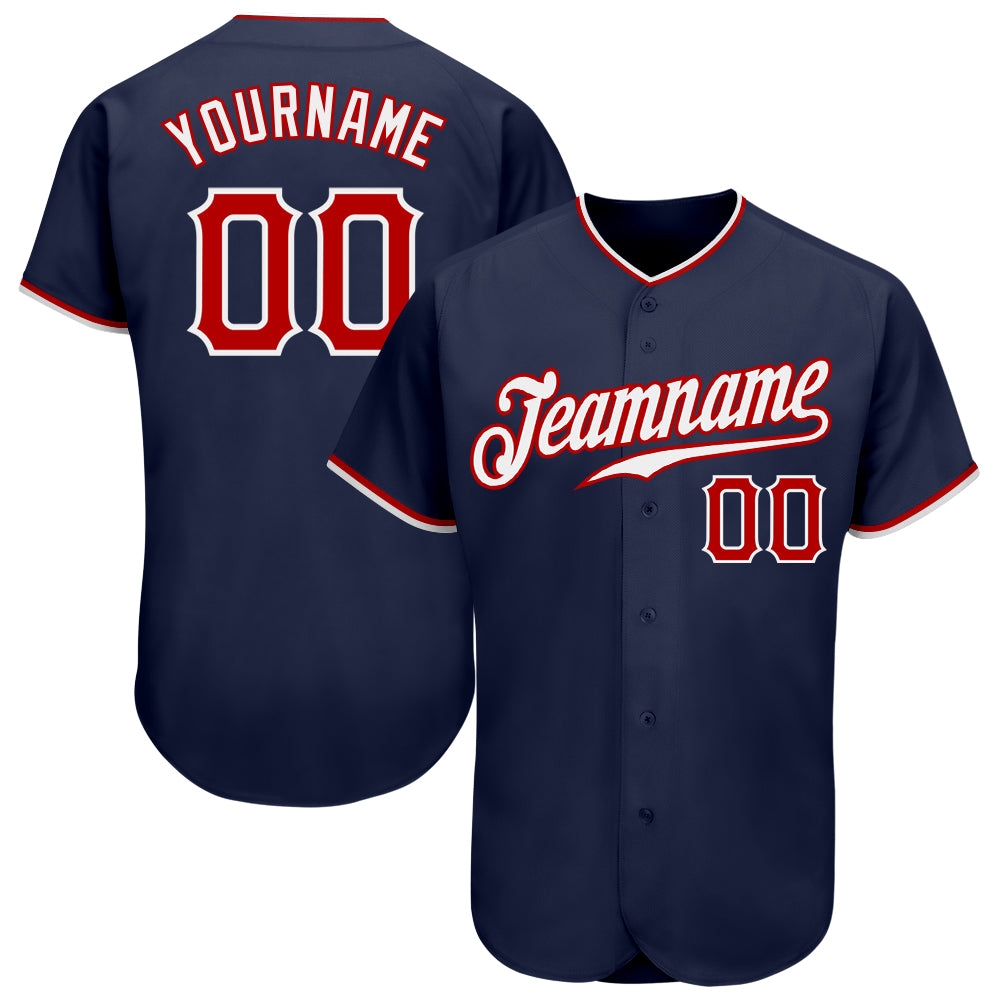 Jerseytrend Navy Red White Personalized Baseball Jersey For Fans