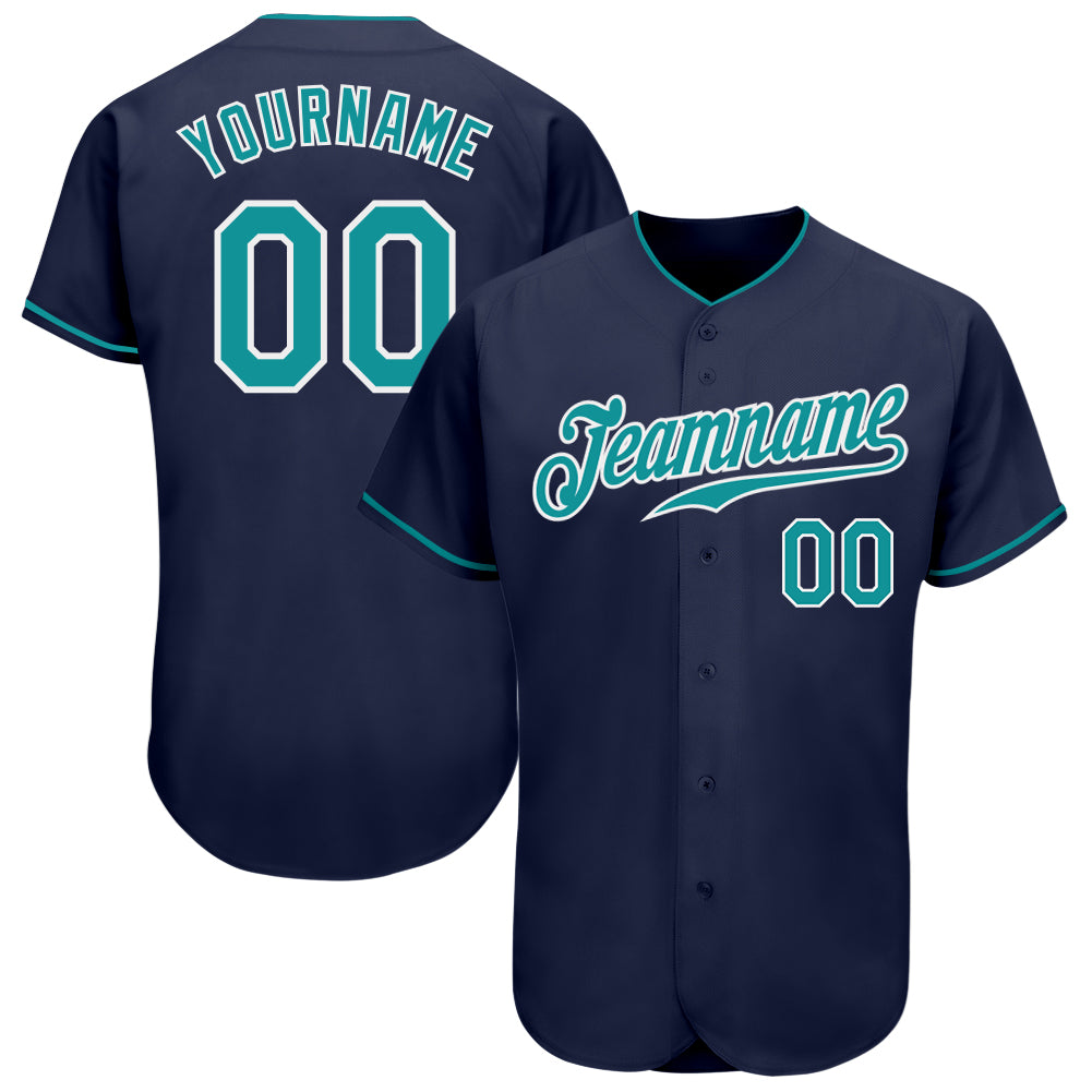 Jerseytrend Navy Teal White Personalized Baseball Jersey For Fans