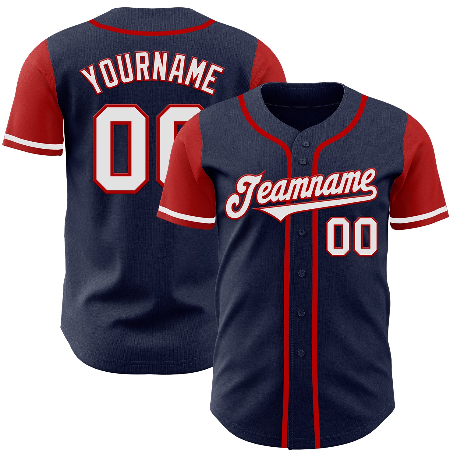Jerseytrend Navy White Red Two Tone Personalized Baseball Jersey For Fans