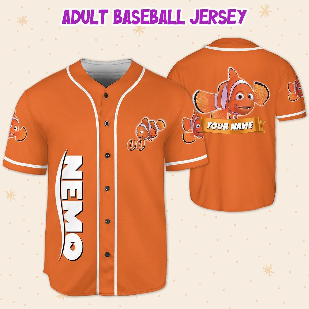 Mckenzieshoponline Nemo Orange White Disney Personalized Baseball Jersey For Fans - Image 6