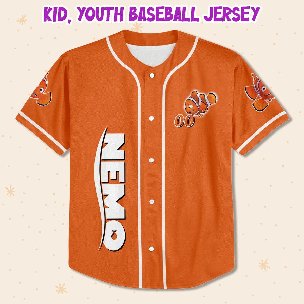 Mckenzieshoponline Nemo Orange White Disney Personalized Baseball Jersey For Fans - Image 3