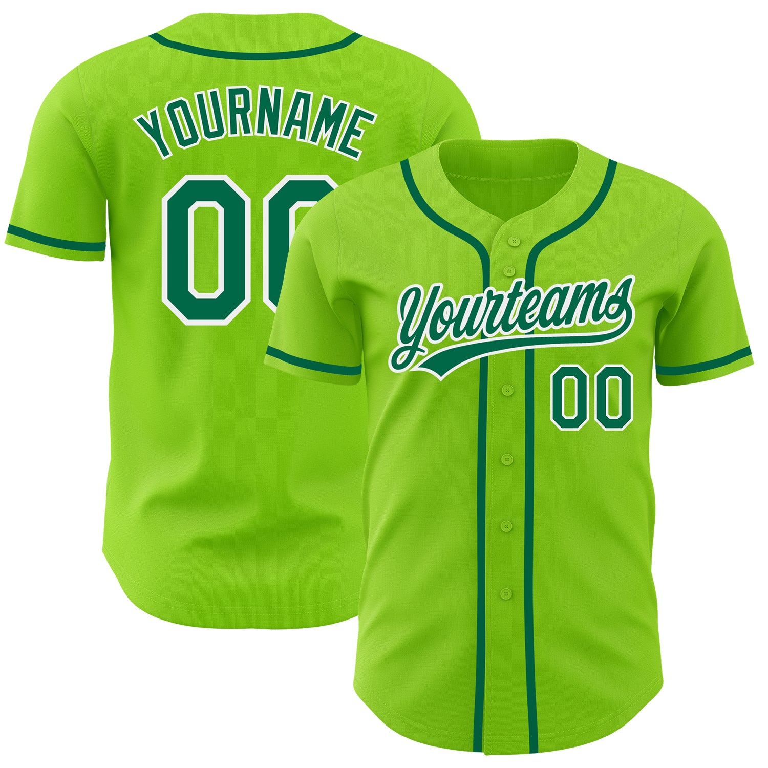 Jerseytrend Neon Green Kelly Green White Personalized Baseball Jersey For Fans