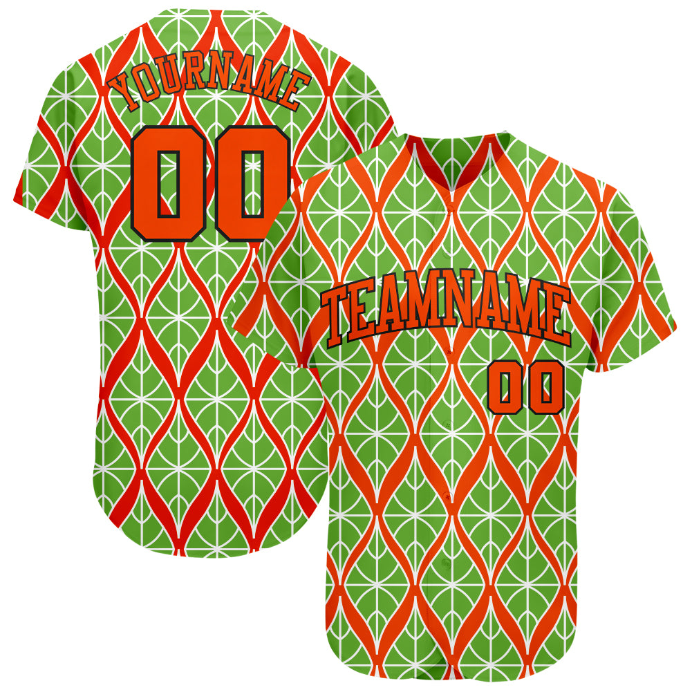 Jerseytrend Neon Green Orange Black 3D Pattern Design Personalized Baseball Jersey For Fans