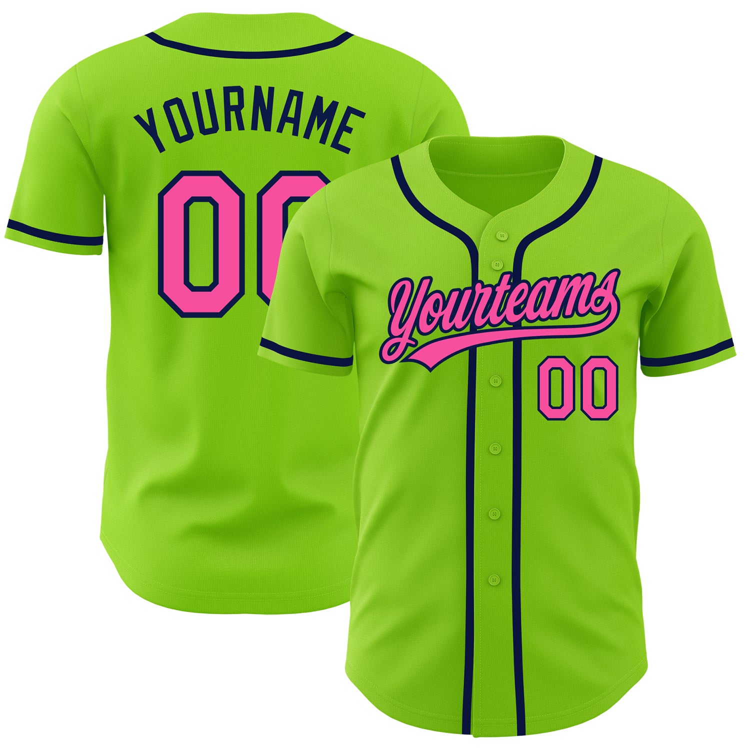 Jerseytrend Neon Green Pink Navy Personalized Baseball Jersey For Fans