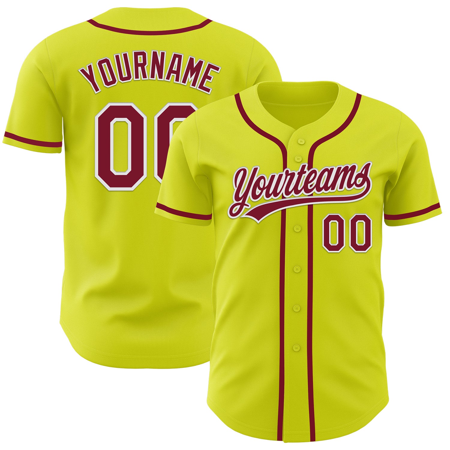 Mckenzieshoponline Neon Yellow Crimson White Personalized Baseball Jersey For Fans