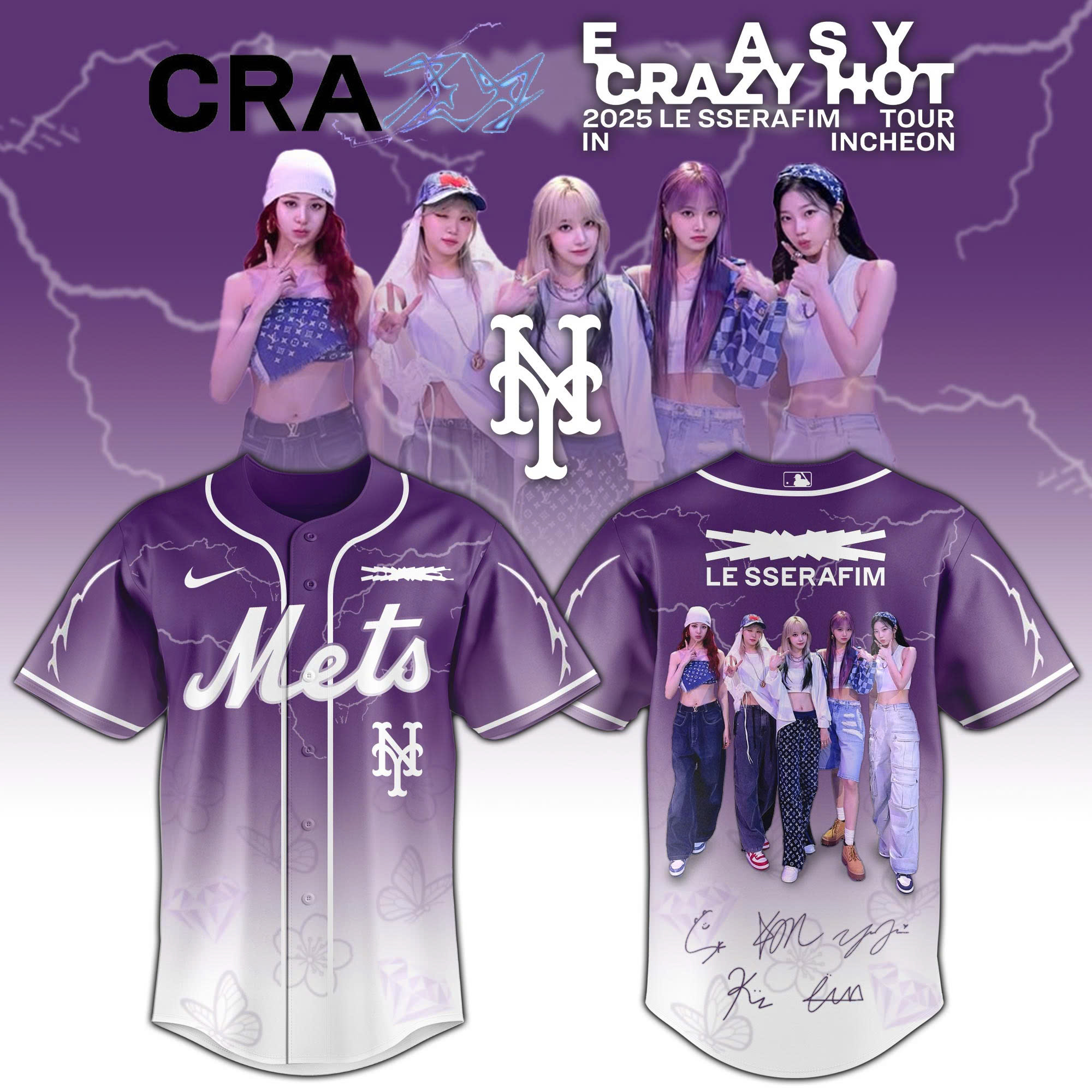 Mckenzieshoponline New York Mets  MLB x Le Sserafim Personalized Baseball Jersey For Fans