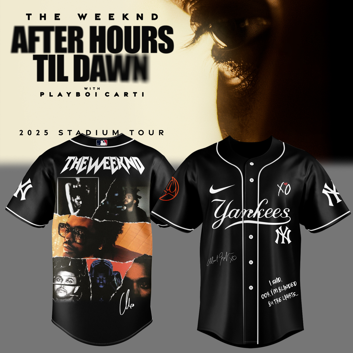 Mckenzieshoponline New York Yankees MLB x The Weeknd After Hours Till Dawn Tour Personalized Baseball Jersey For Fans