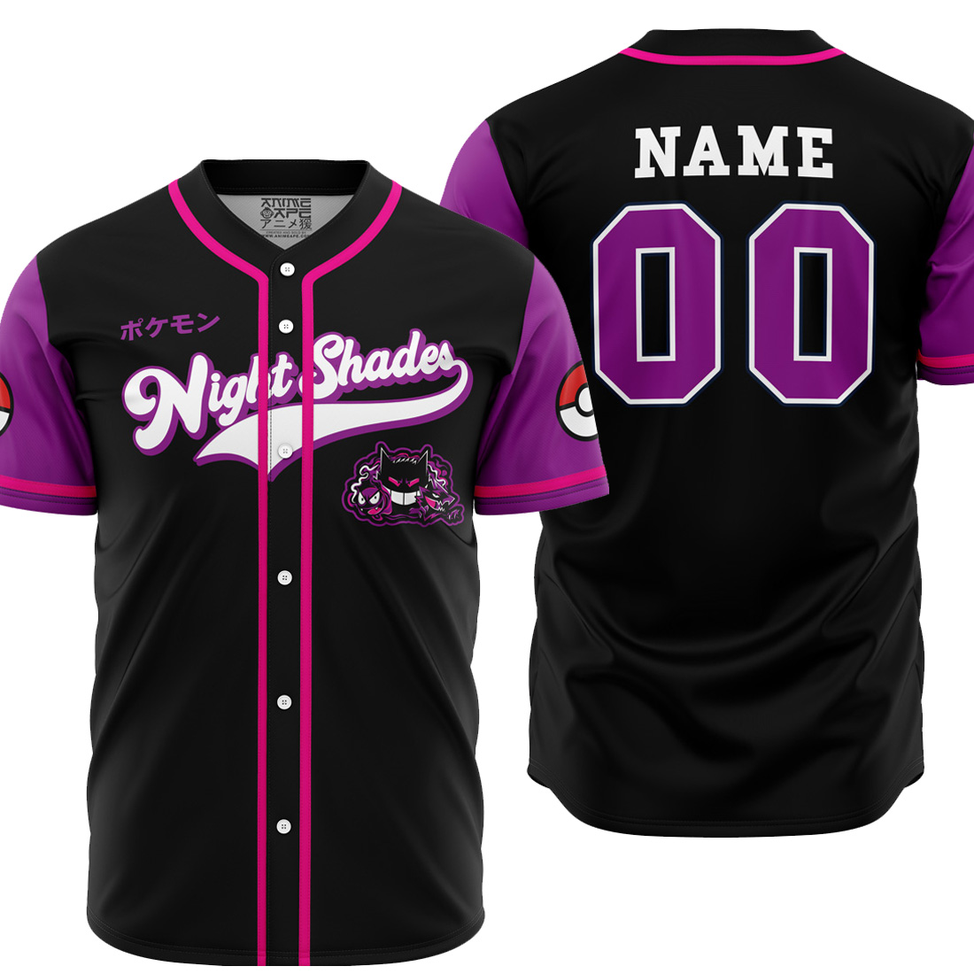 Mckenzieshoponline Night Shades Ghost Type Pokemon Personalized Baseball Jersey For Fans