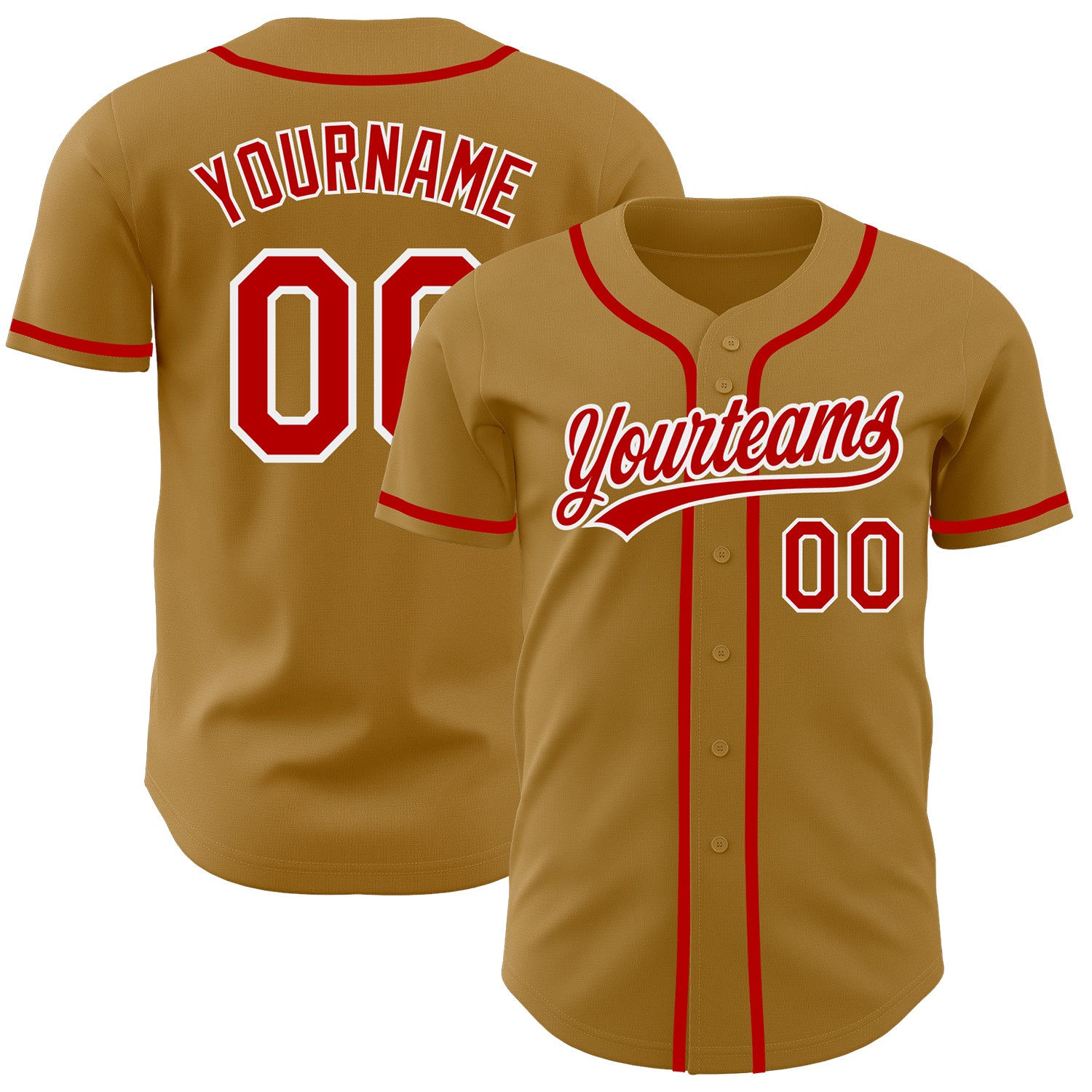 Jerseytrend Old Gold Red White Personalized Baseball Jersey For Fans
