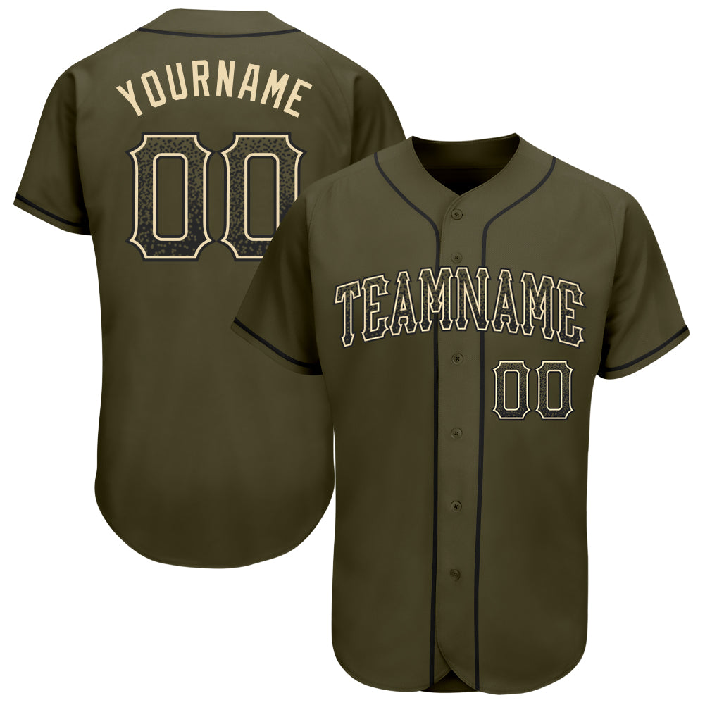 Jerseytrend Olive Black Cream Drift Fashion Salute To Service Personalized Baseball Jersey For Fans