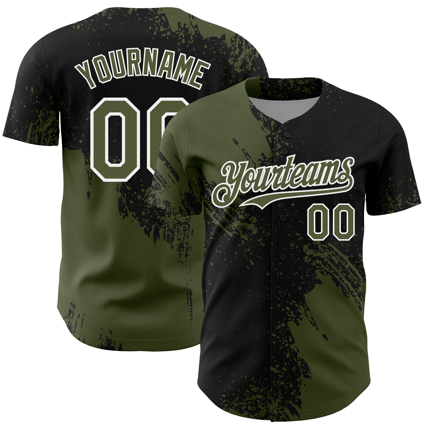 Mckenzieshoponline Olive Black White 3D Pattern Design Abstract Brush Stroke Personalized Baseball Jersey For Fans
