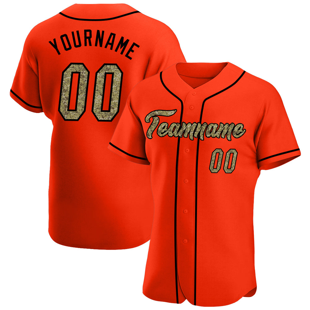 Jerseytrend Orange Camo Black Personalized Baseball Jersey For Fans