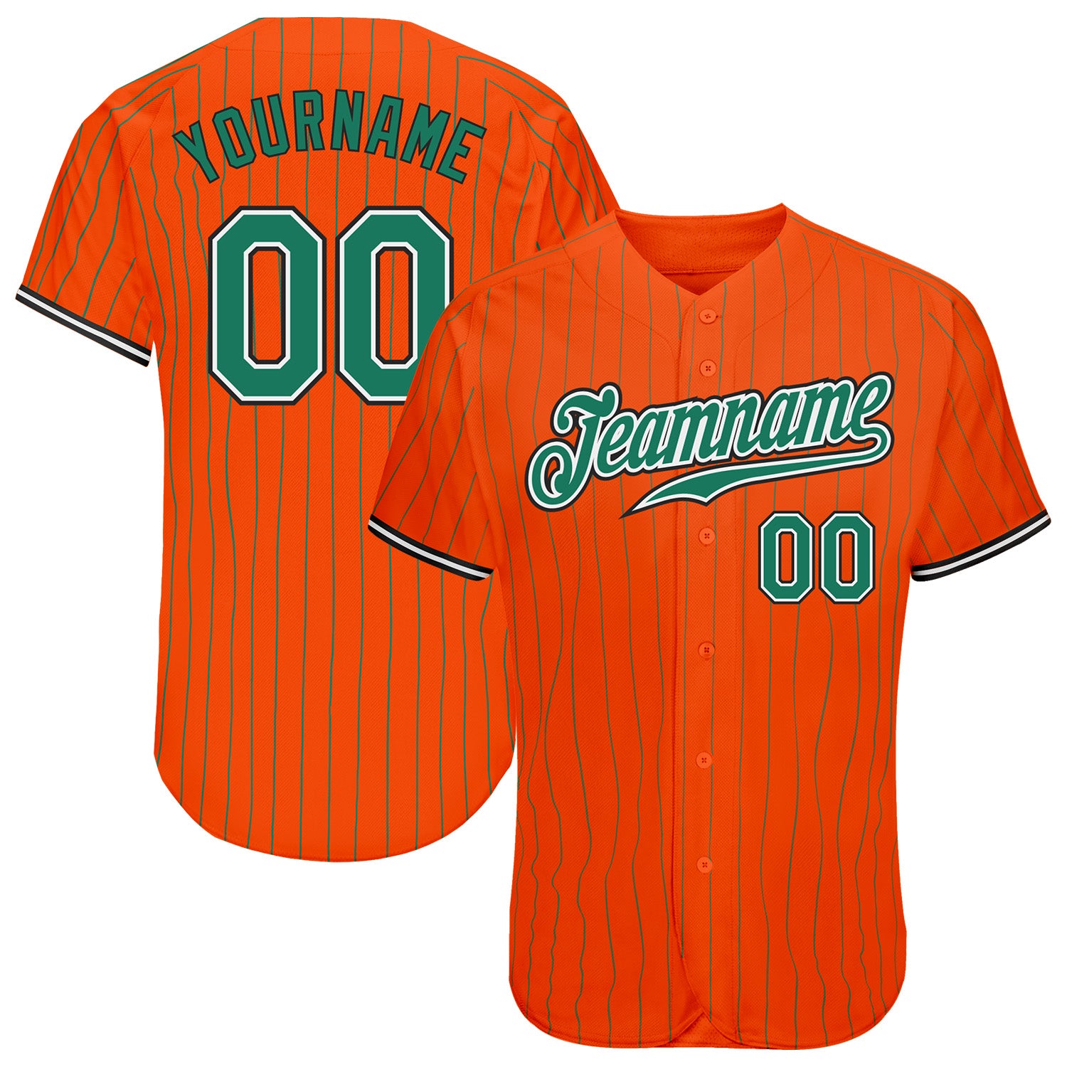 Jerseytrend Orange Kelly Green Pinstripe Kelly Green Black Personalized Baseball Jersey For Fans
