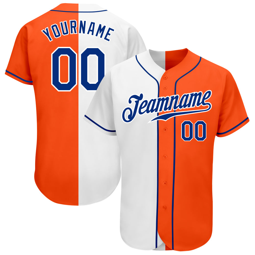 Jerseytrend Orange Royal White Split Fashion Personalized Baseball Jersey For Fans