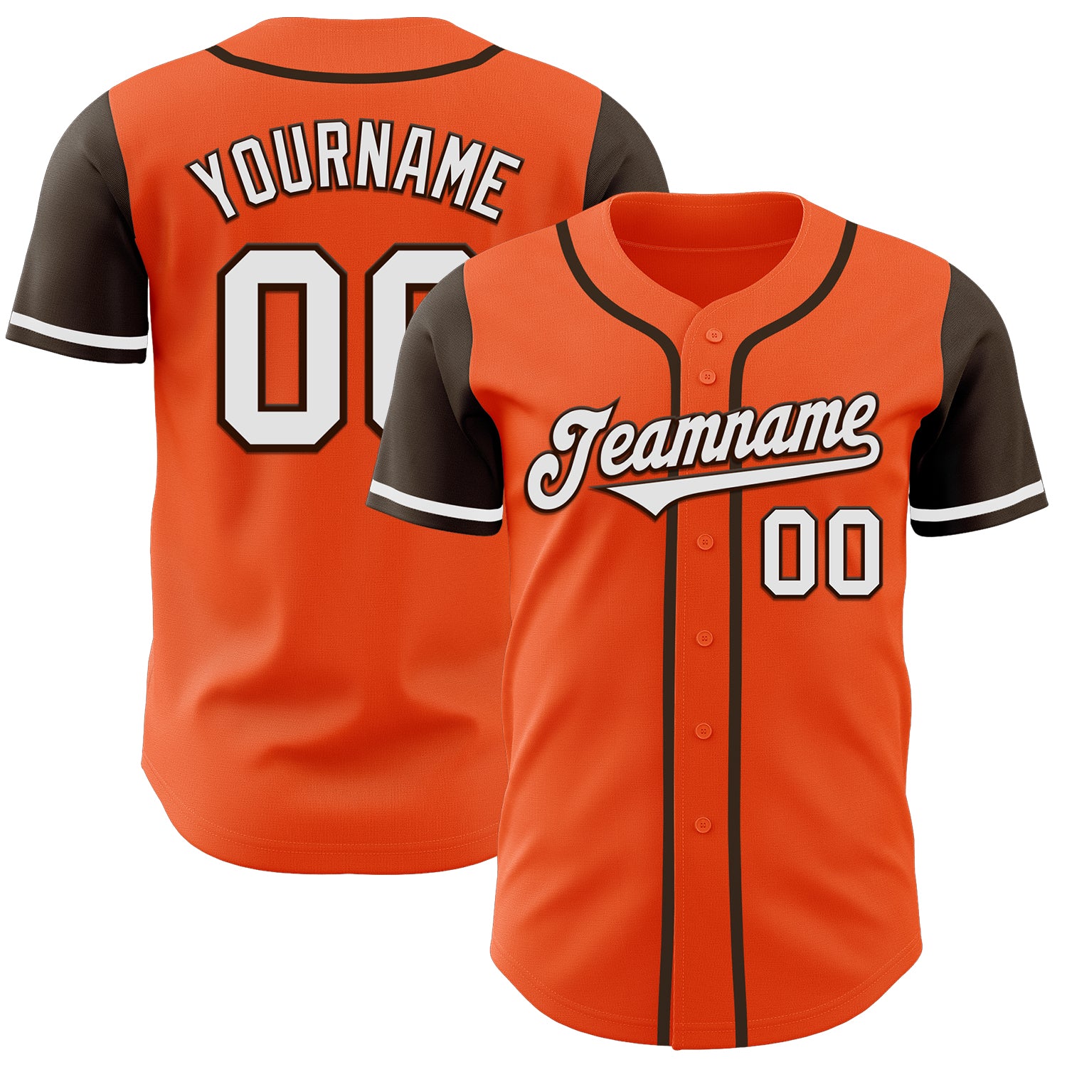 Jerseytrend Orange White Brown Two Tone Personalized Baseball Jersey For Fans