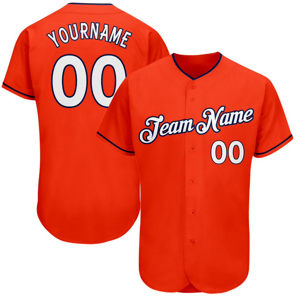 Jerseytrend Orange White Navy Personalized Baseball Jersey For Fans