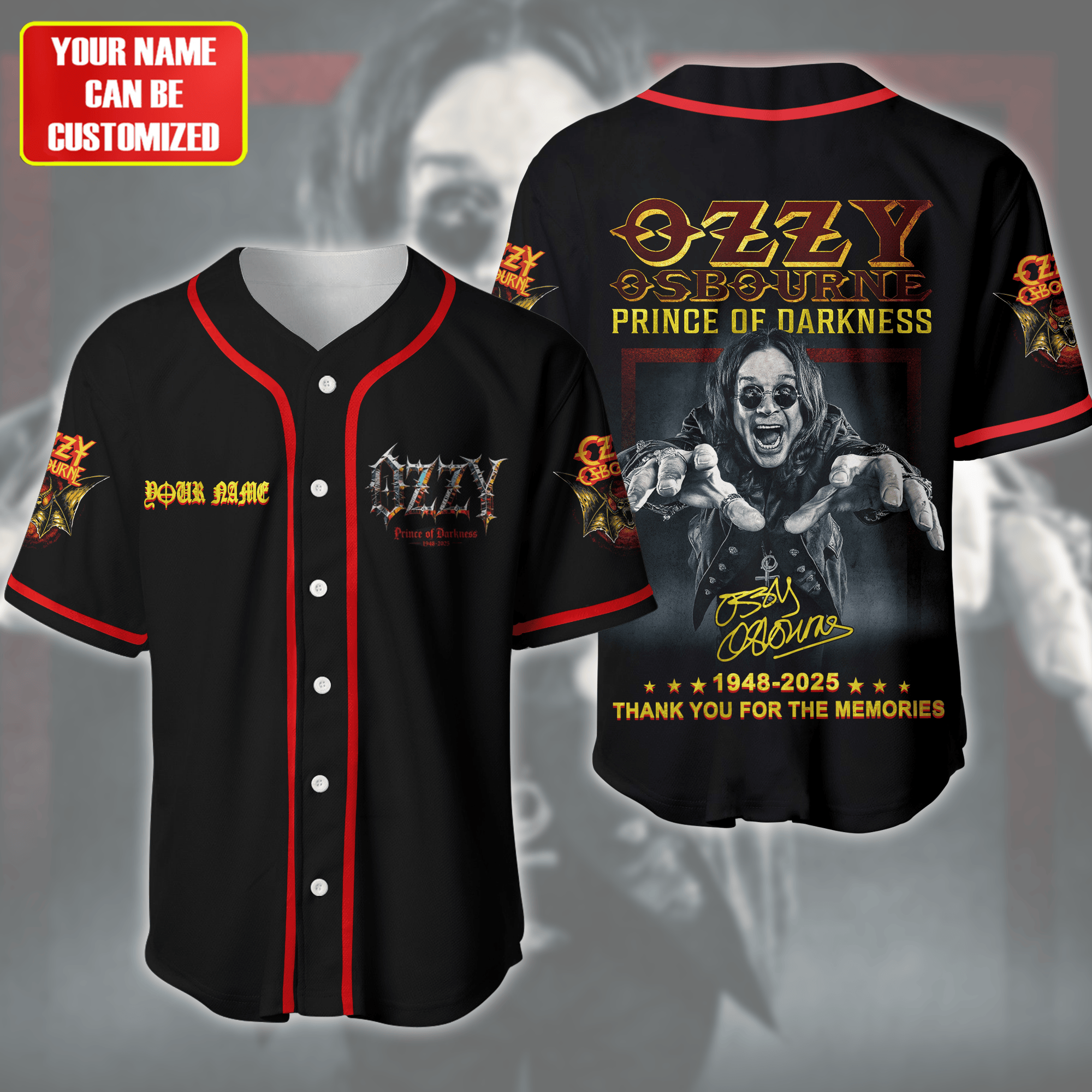 Jerseytrend Ozzy Osbourne Prince of Darkness Personalized Baseball Jersey For Fans