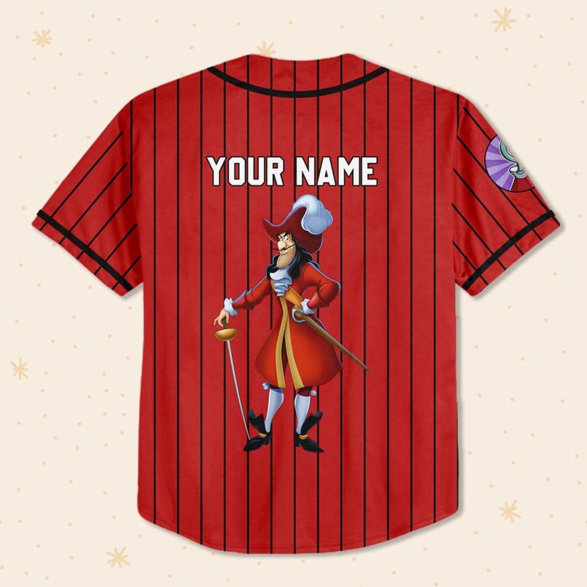 Mckenzieshoponline Peter Pan Captain Hook Red Striped Personalized Baseball Jersey For Fans - Image 4