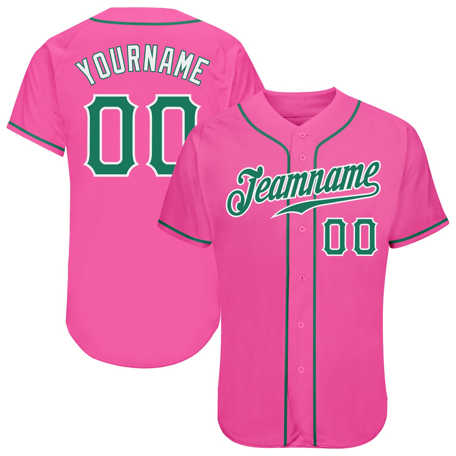 Jerseytrend Pink Kelly Green White Personalized Baseball Jersey For Fans