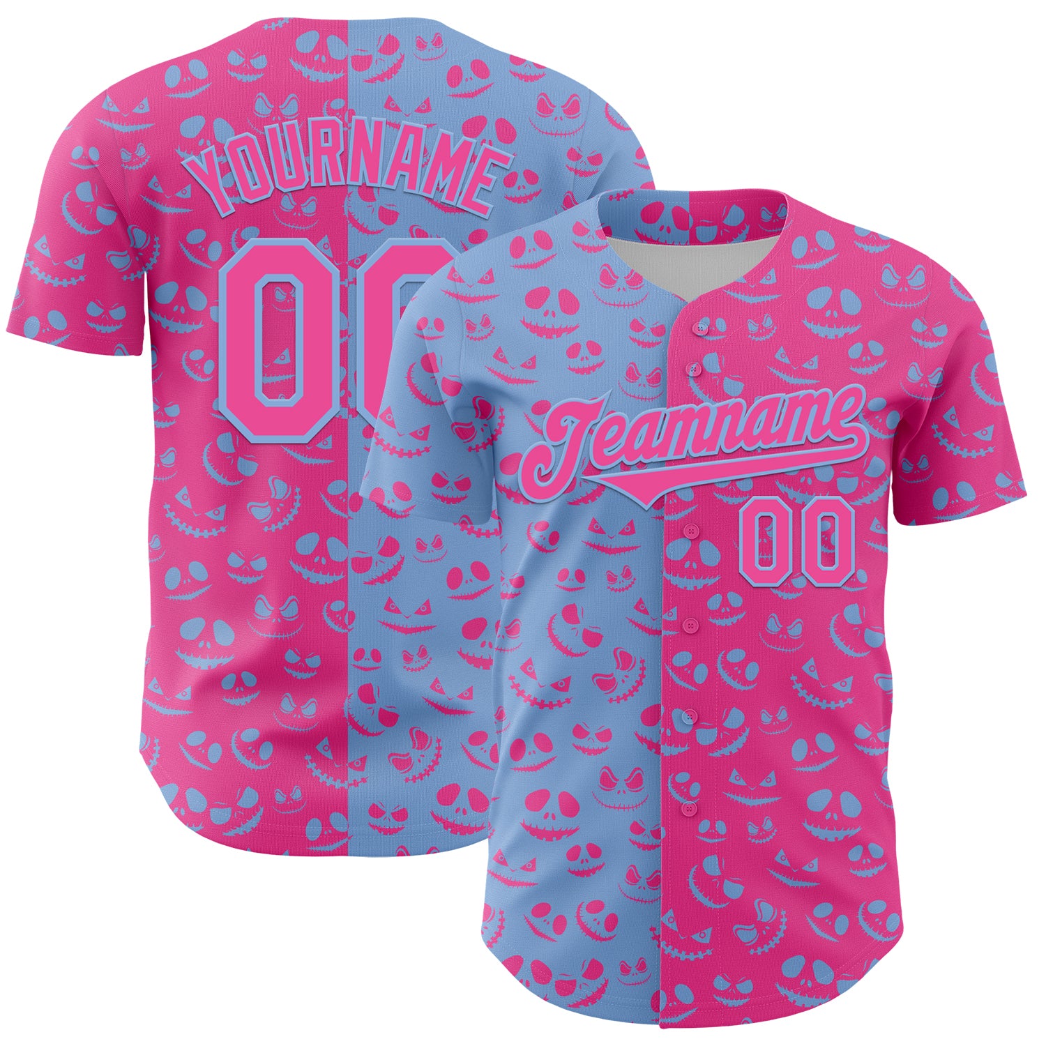 Mckenzieshoponline Pink Light Blue 3D Pattern Design Rave Halloween Pumpkin Personalized Baseball Jersey For Fans