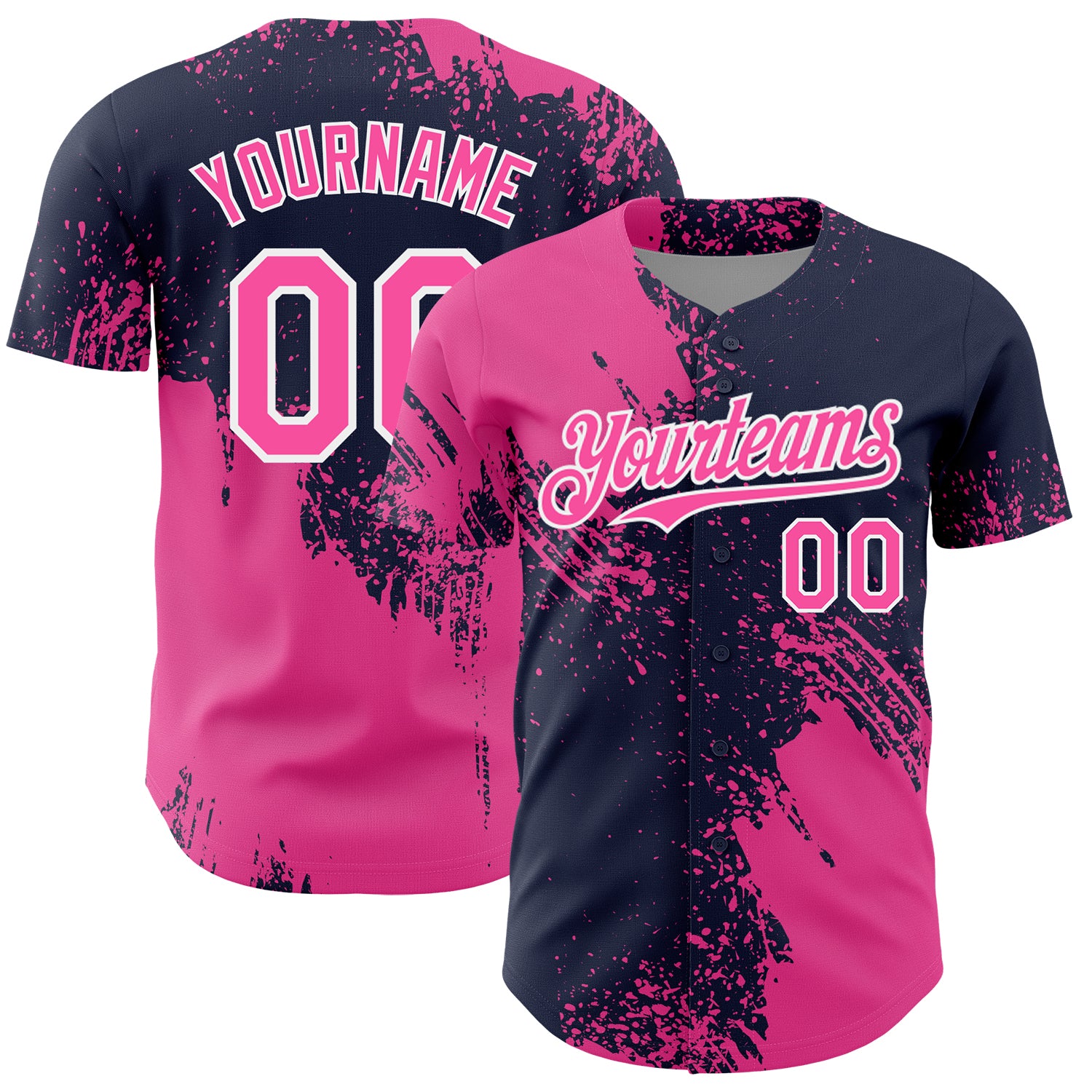 Mckenzieshoponline Pink Navy White 3D Pattern Design Abstract Brush Stroke Personalized Baseball Jersey For Fans