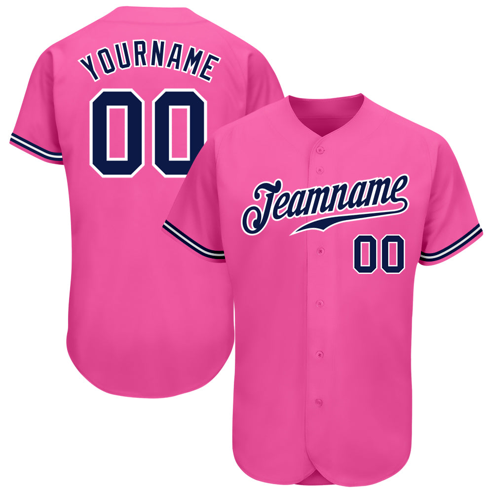 Jerseytrend Pink Navy White Personalized Baseball Jersey For Fans