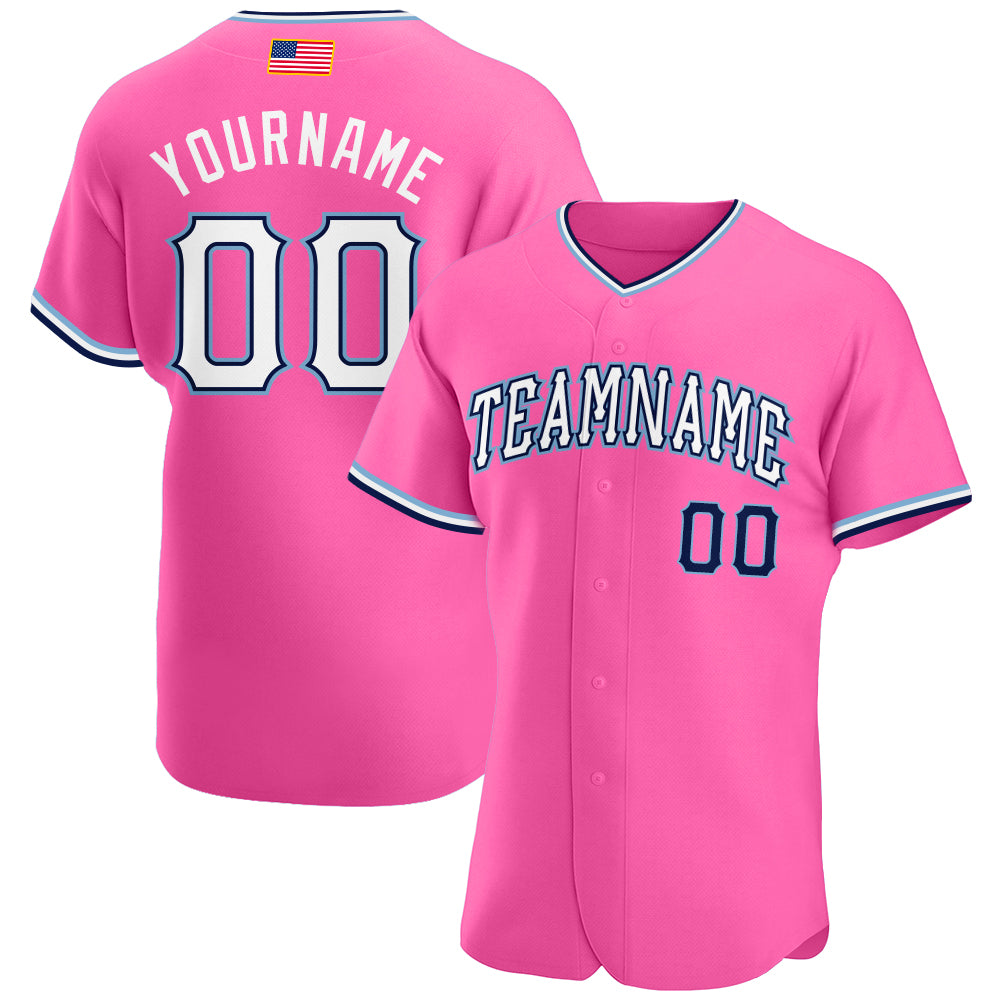 Jerseytrend Pink White Light Blue American Flag Fashion Personalized Baseball Jersey For Fans