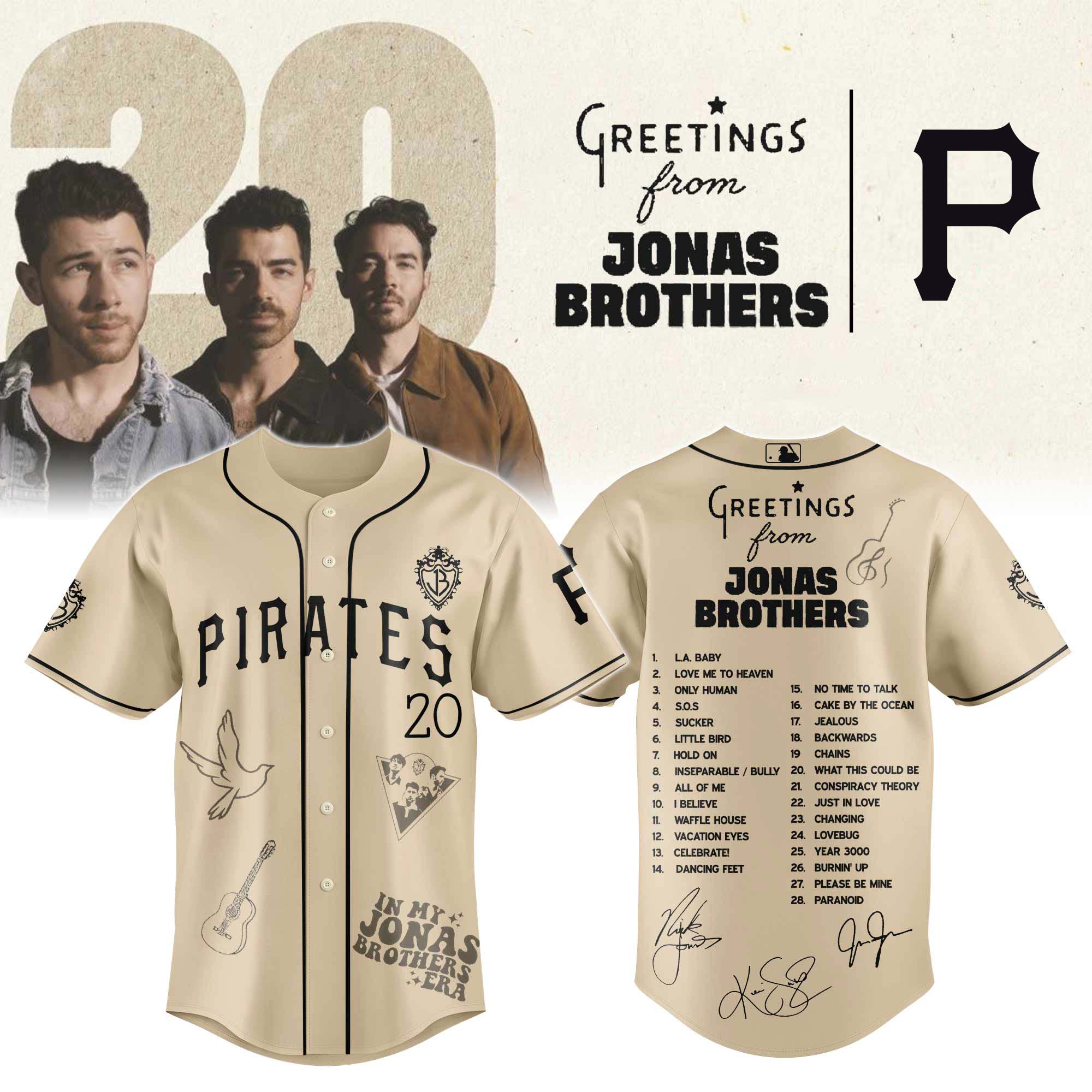 Jerseytrend Pittsburgh Pirates MLB x Greetings From Jonas Brothers Personalized Baseball Jersey For Fans