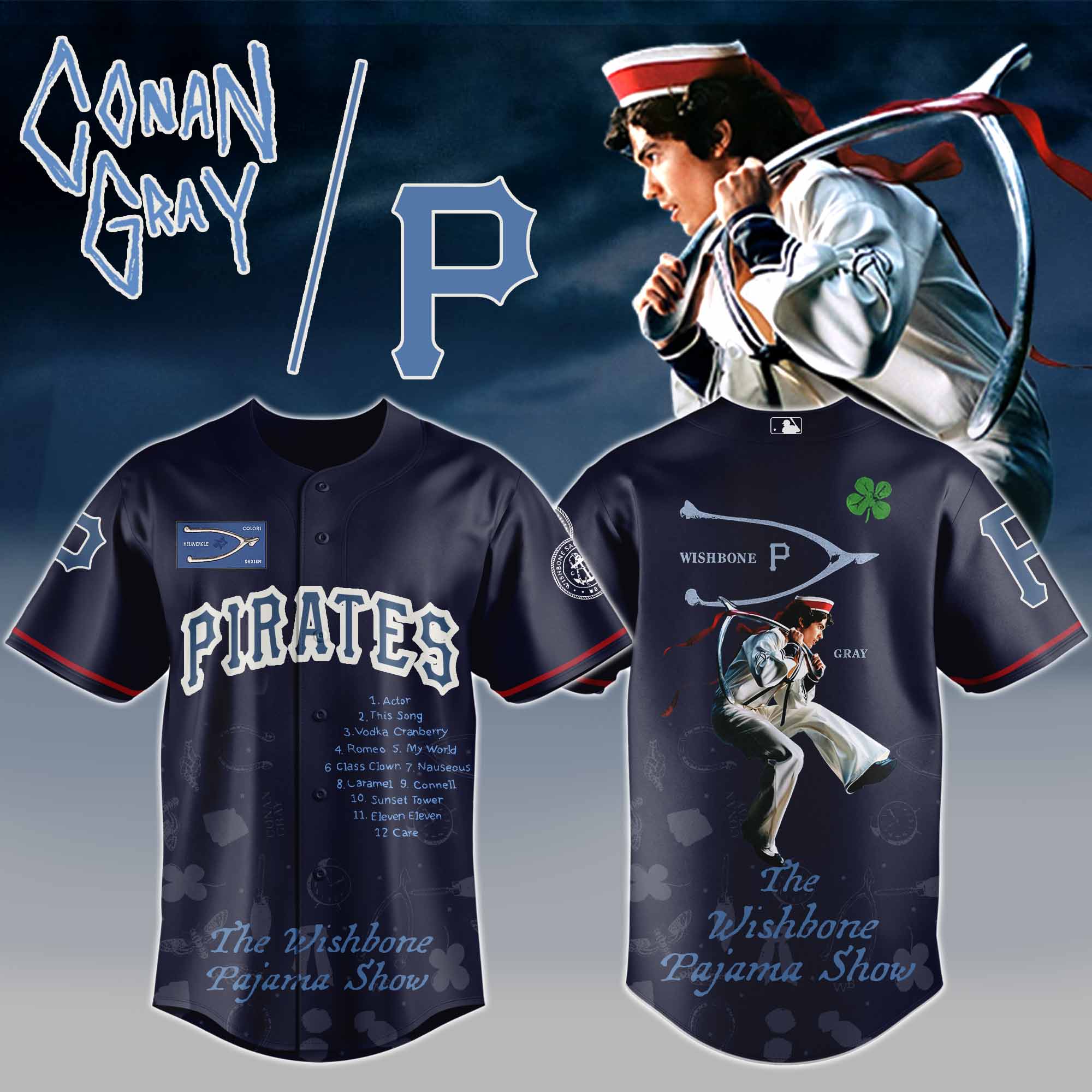 Jerseytrend Pittsburgh Pirates MLB x The Wishbone Pajama Show Personalized Baseball Jersey For Fans