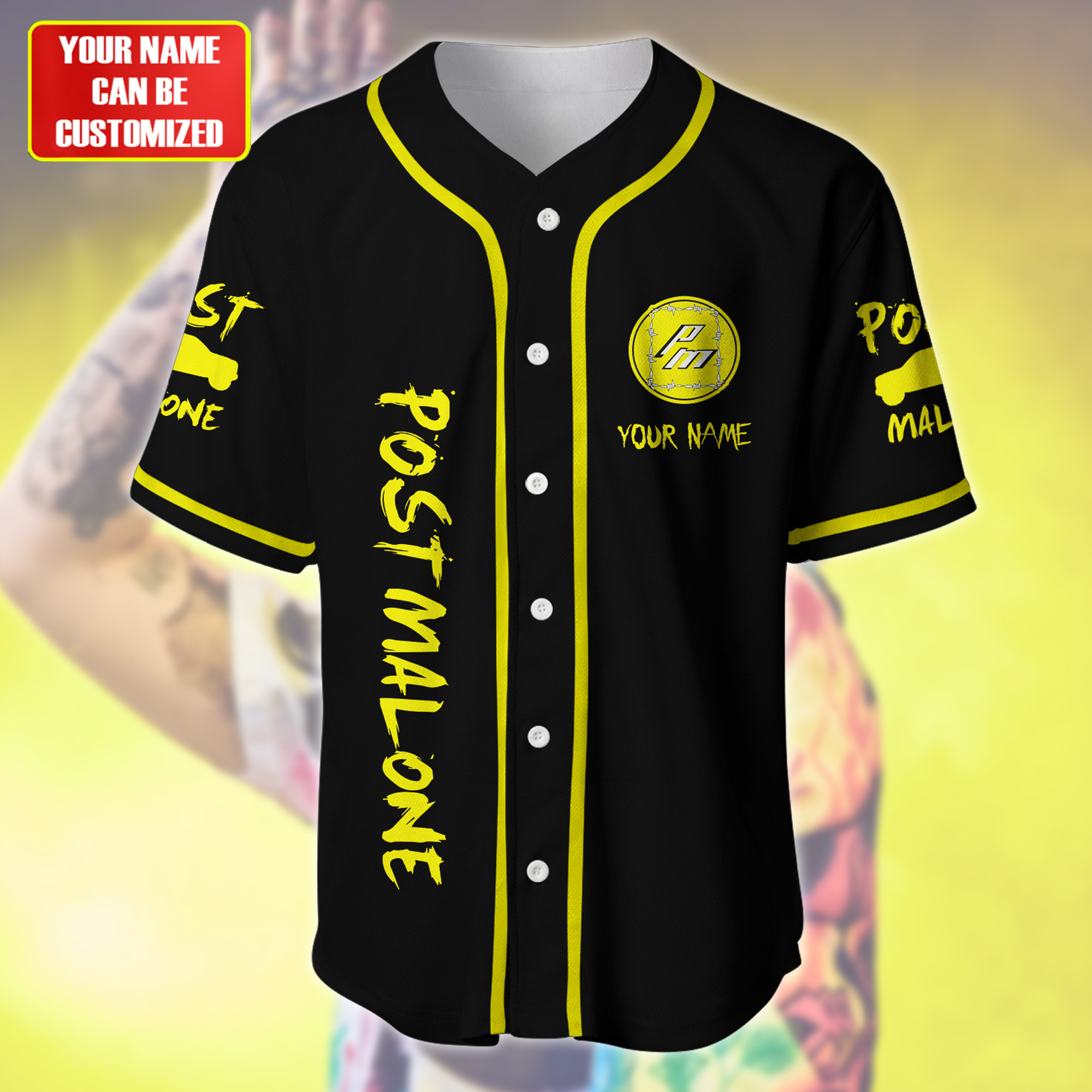 Jerseytrend Post Malone If Y'all Weren't Here, I'd Be Crying Personalized Baseball Jersey For Fans - Image 3