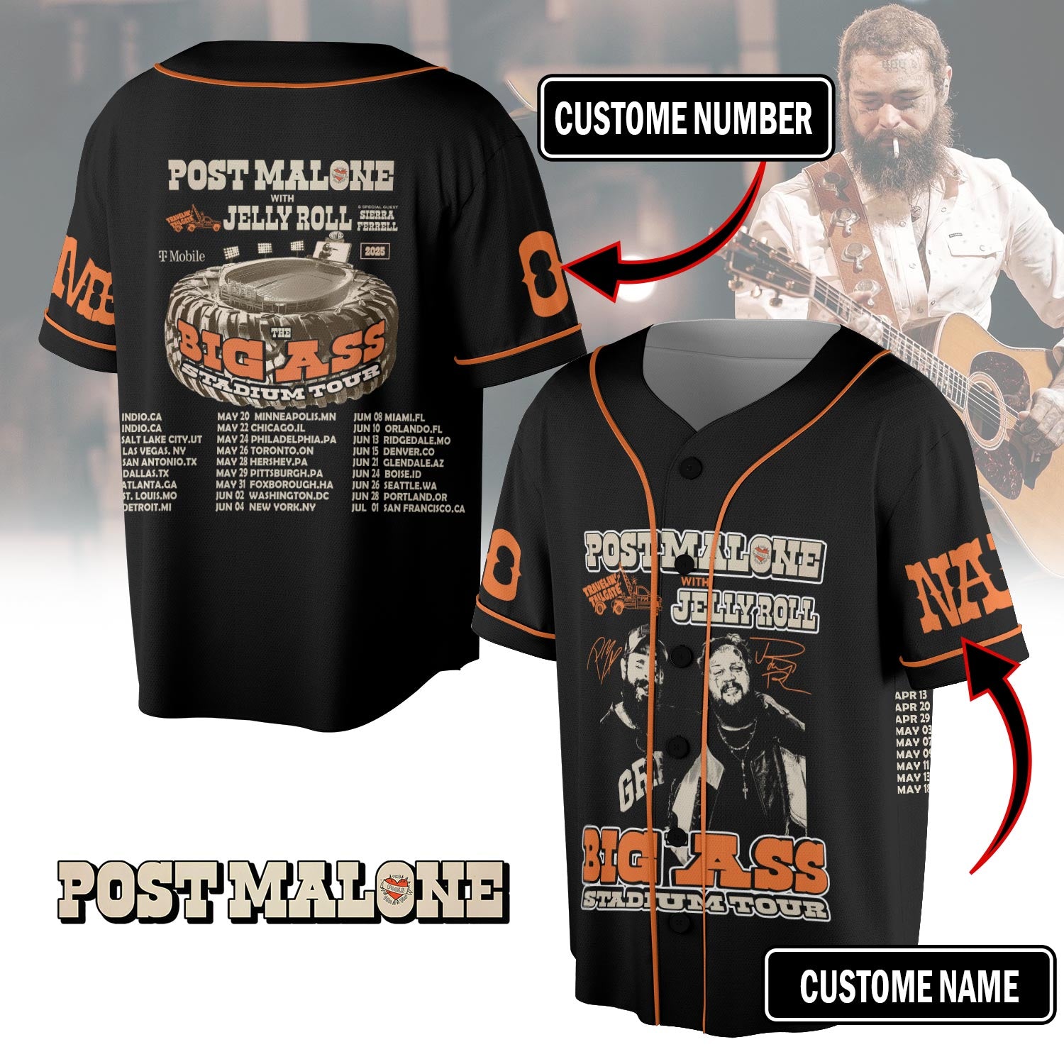 Mckenzieshoponline Post Malone Personalized Baseball Jersey For Fans