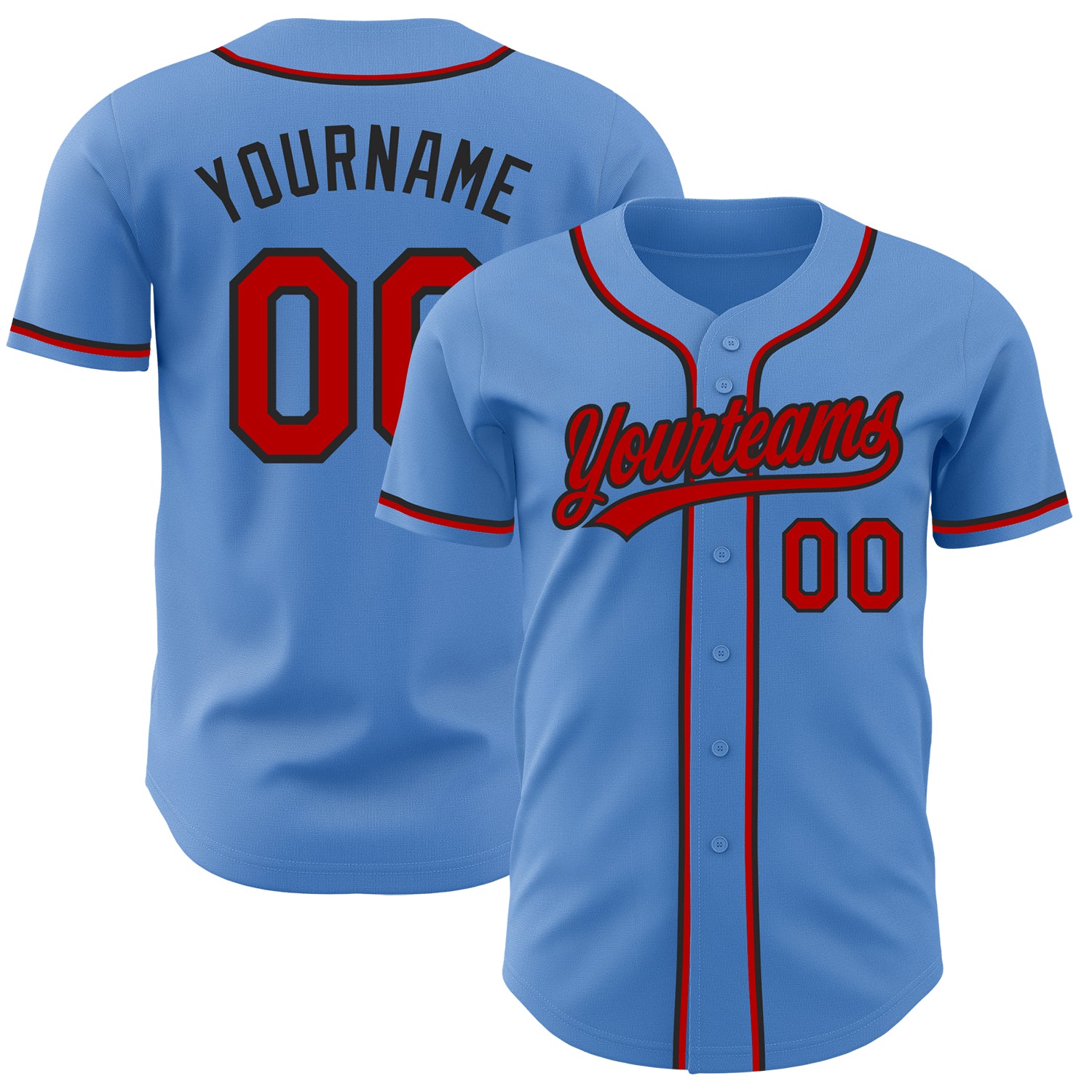 Jerseytrend Powder Blue Red Black Personalized Baseball Jersey For Fans