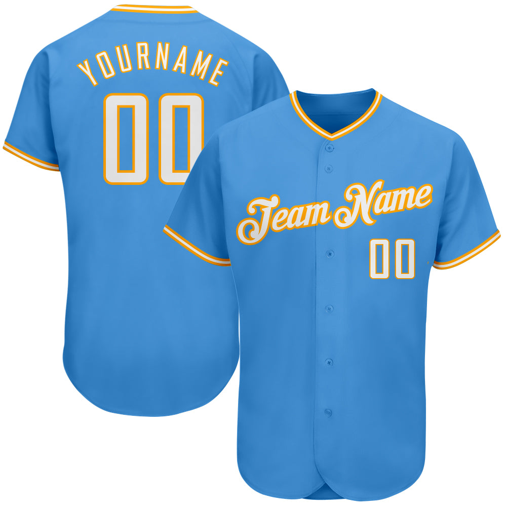 Jerseytrend Powder Blue White Gold Personalized Baseball Jersey For Fans