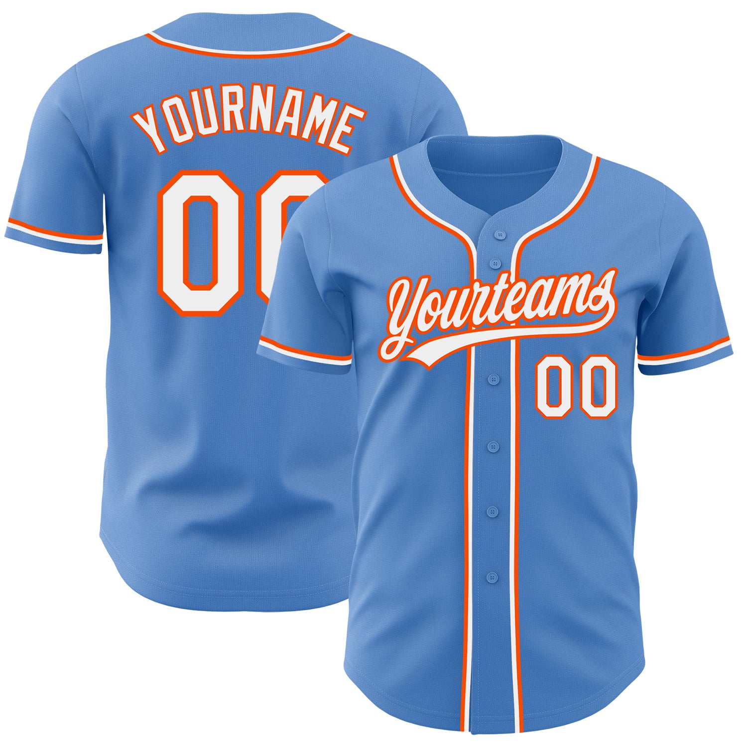 Jerseytrend Powder Blue White Orange Personalized Baseball Jersey For Fans